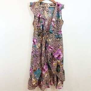 Live 4 Truth Women's Floral Leopard Print Cover Up XL Ruffles Kimono